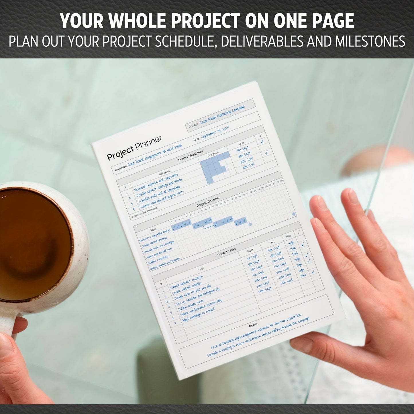 TASKFLOW - 50-Sheet Tear-Out Planning Journal for Projects & Time Management