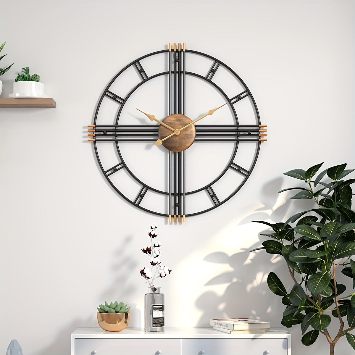 CASAELIX – Modern Minimalist Cross Wall Clock with Structured Geometric Frame and Silent Motion
