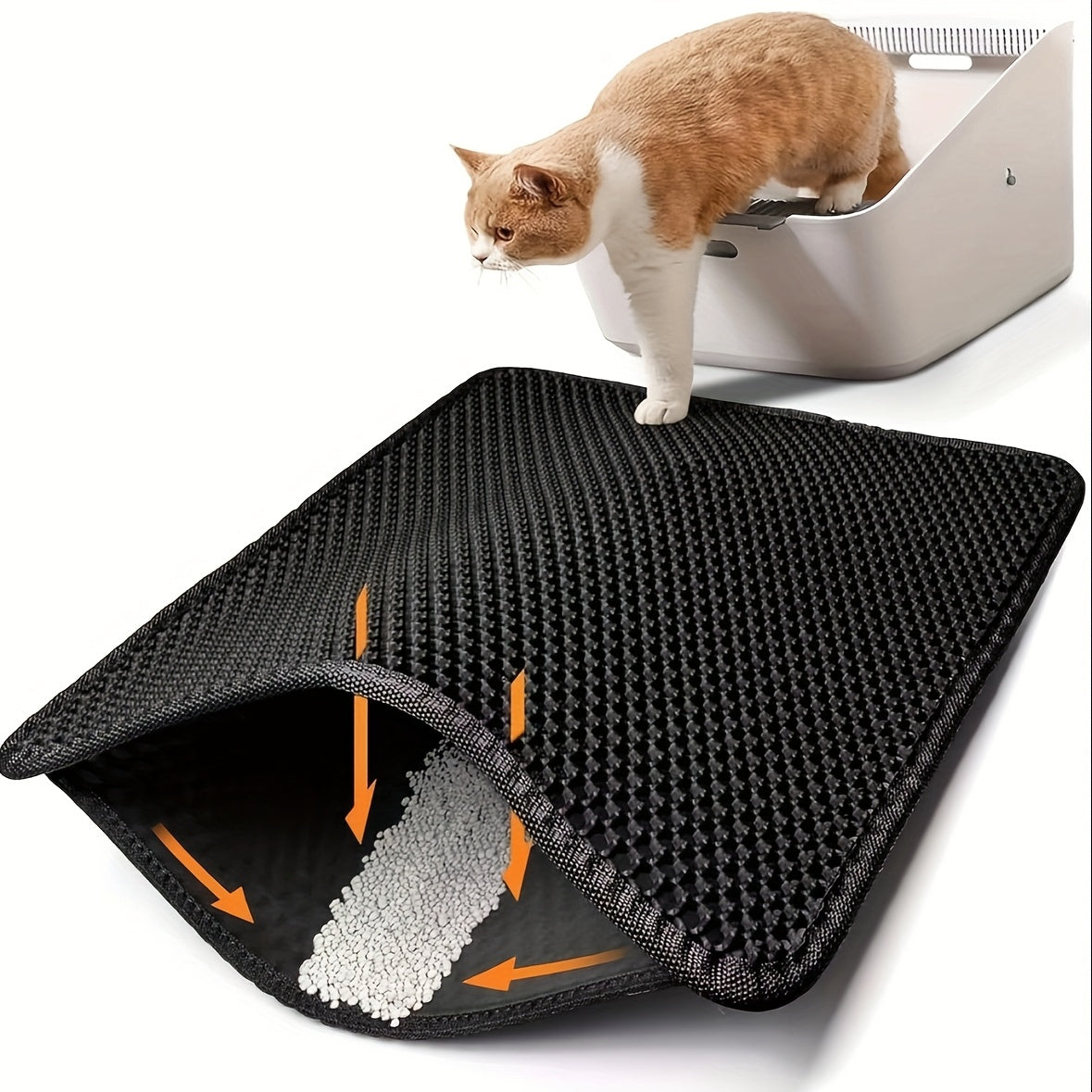 PAWCATCHER - Honeycomb Waterproof Cat Litter Mat Odor Control & Washable