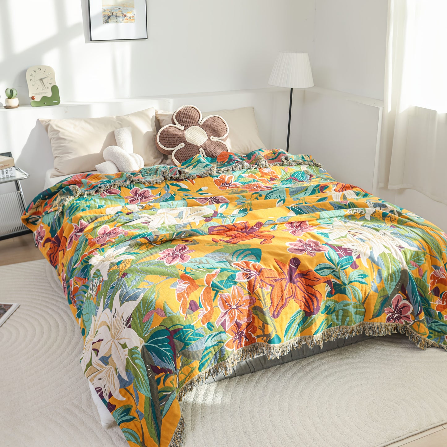PUREBLOOM – Breathable Cotton Jacquard Summer Blanket for Cool Sleep Comfort