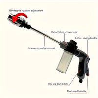 AQUABLAST - High-Pressure Garden Water Gun with Foam Cannon and Long Handle Sprayer