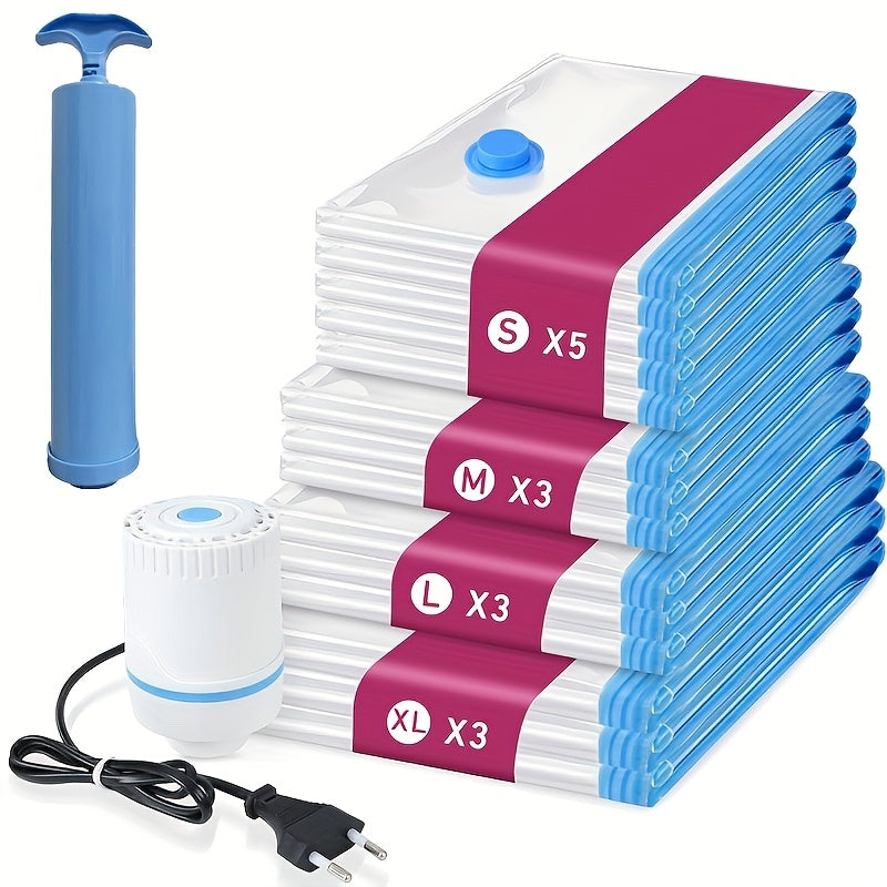 VACUFLOW - Hand-Pumped Vacuum Storage Bags 14pcs Set for Clothes & Home Storage