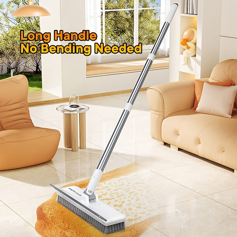 SCRUBFORCE - Rotating Floor Brush with Long Handle & Scraper Edge