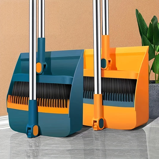CLEANSWEEP PRO – Rotatable Long Handle Broom & Dustpan Set with Built-In Comb Teeth