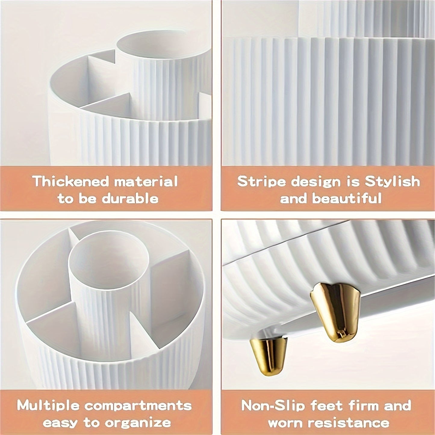 ELEGANZA - Plastic 360° Rotating Makeup Storage with 5 Sections