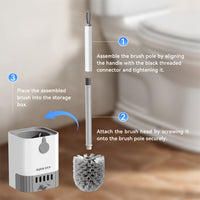 BRISTLEPRO - Long Handle Toilet Brush & Holder, Essential Cleaning Tool