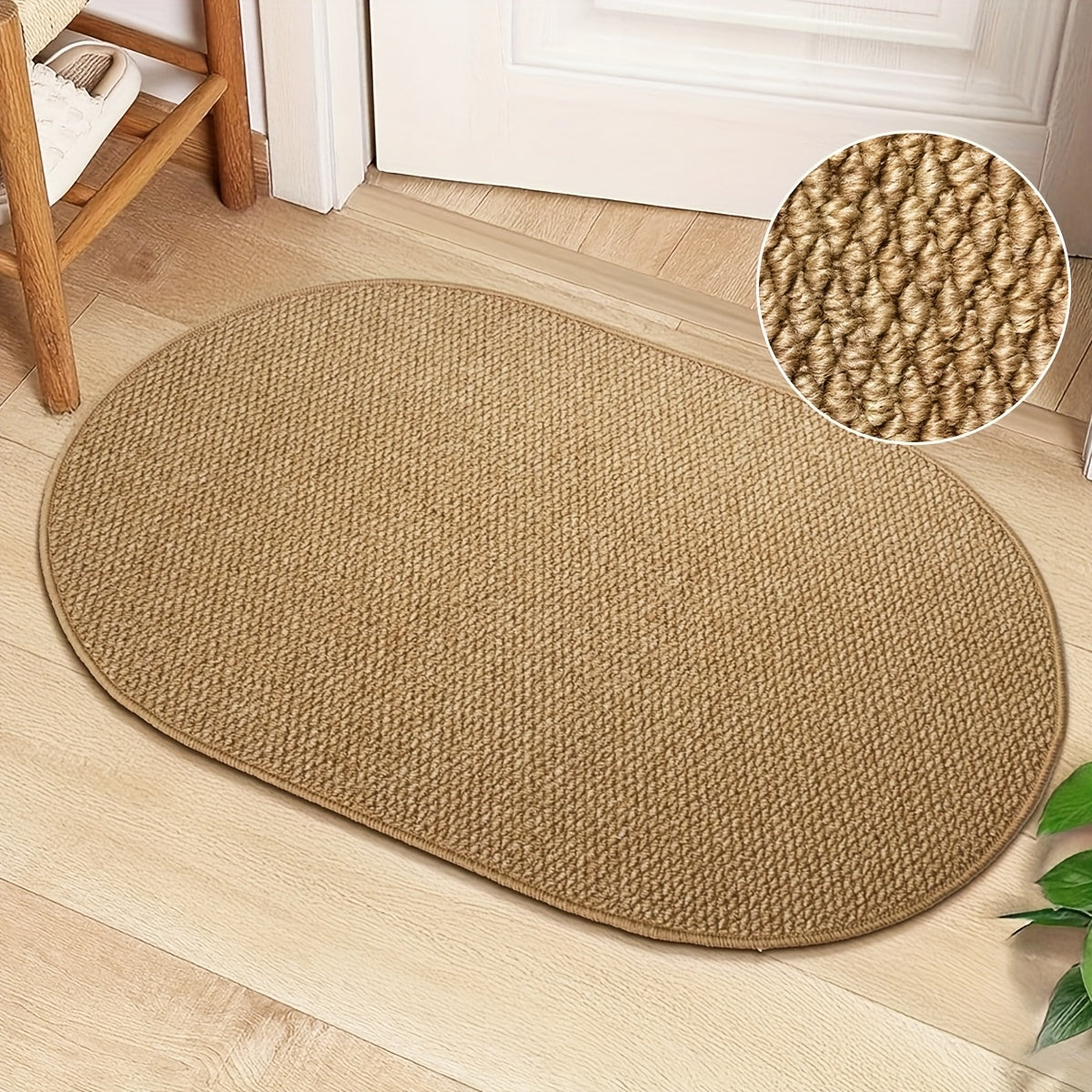 SCANDIROOTS - Oval Brown Nordic Entryway Rug Multi-Use Kitchen & Bathroom Door Mat