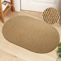 SCANDIROOTS - Oval Brown Nordic Entryway Rug Multi-Use Kitchen & Bathroom Door Mat