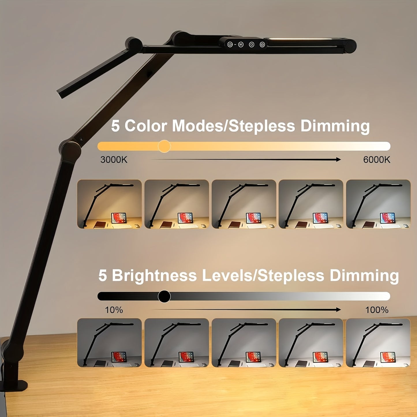 LUMICLAMP – 24W Adjustable LED Desk Lamp with Clamp