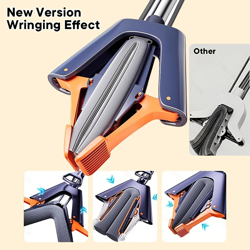 CLEANFLOW - High-Absorbency Sponge Squeeze Mop for Bathroom & Floors