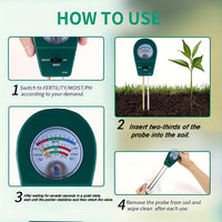 SOILTRIO – 3-in-1 Soil Moisture, Fertility & pH Tester