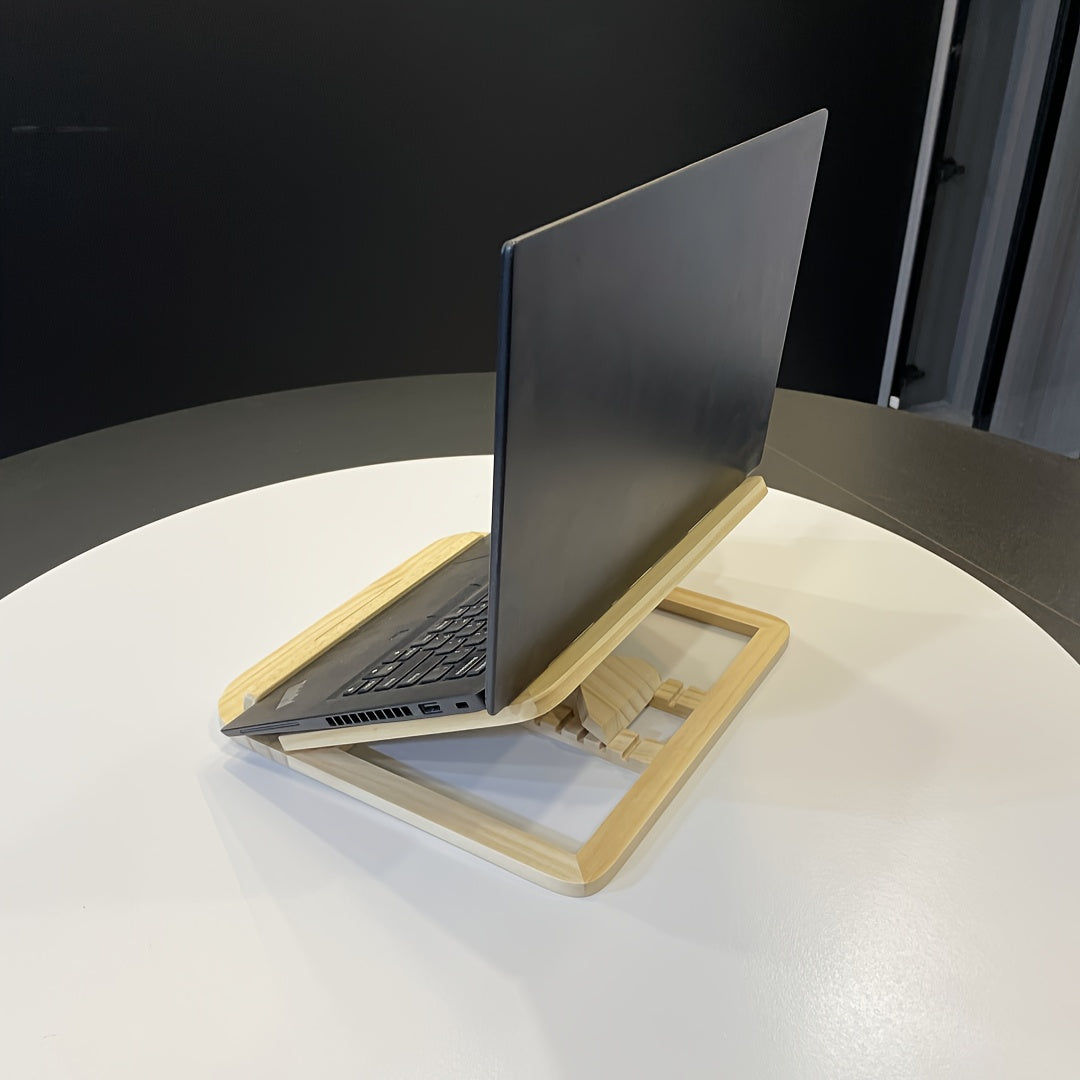 WOODIFY - 11-calowy regulowany drewniany stojak na laptopa, składany dodatek do biurka