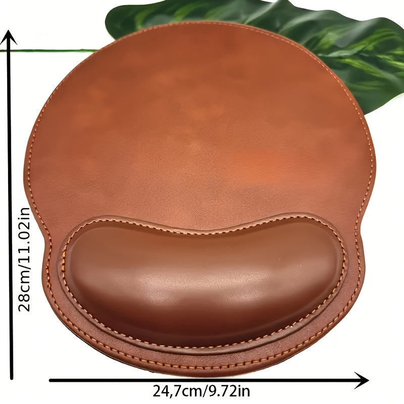 COMFYCLICK - Non-Slip Ergonomic Faux Leather Mouse Pad Brown