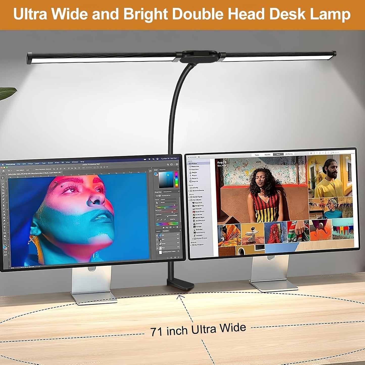 GLOWNEST - Modern USB Powered Dual-Head LED Table Lamp with Flexible Gooseneck
