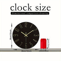LUMINAIR - Modern Minimalist Round Wall Clock Rimless Design Black & Gold