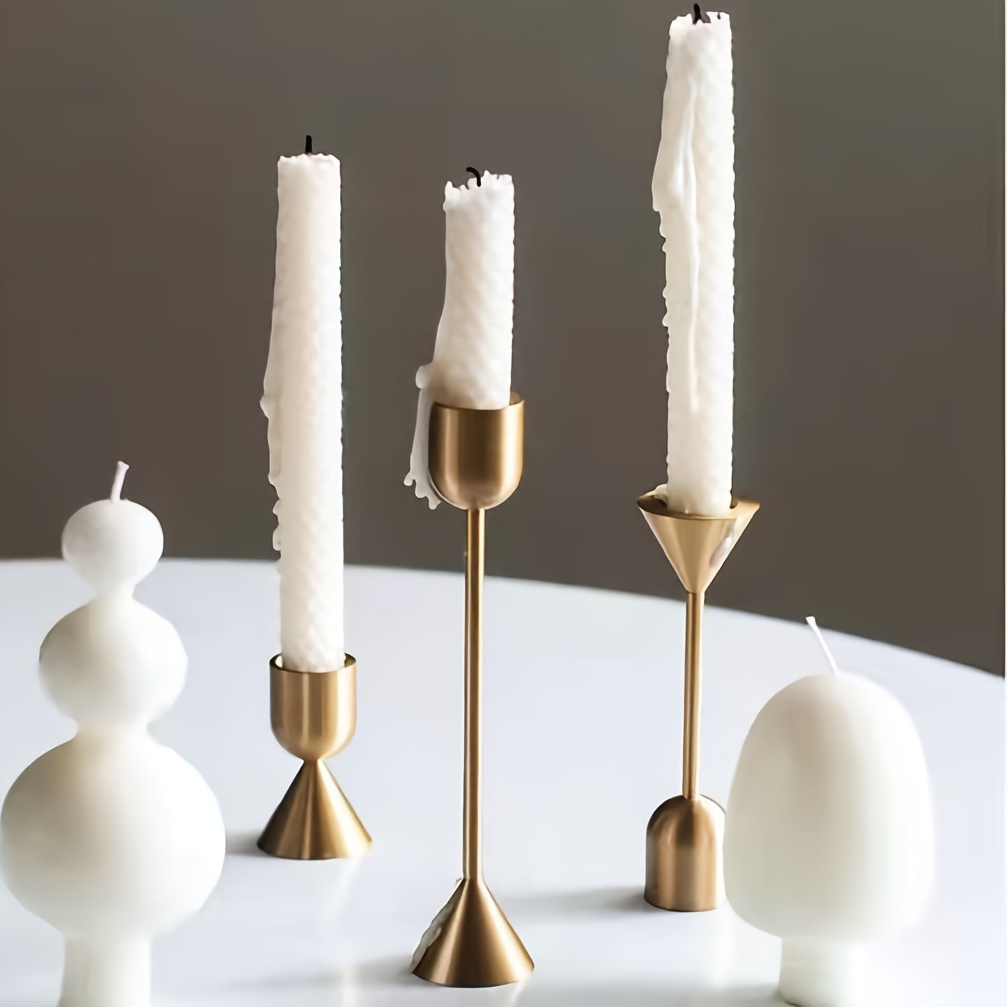ELEGANTH - 3-Pack Copper Color U-Shaped Candlestick Holders