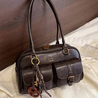 TRAVELINA - PU Shoulder Bag with Multiple Pockets and Chain Strap Detail