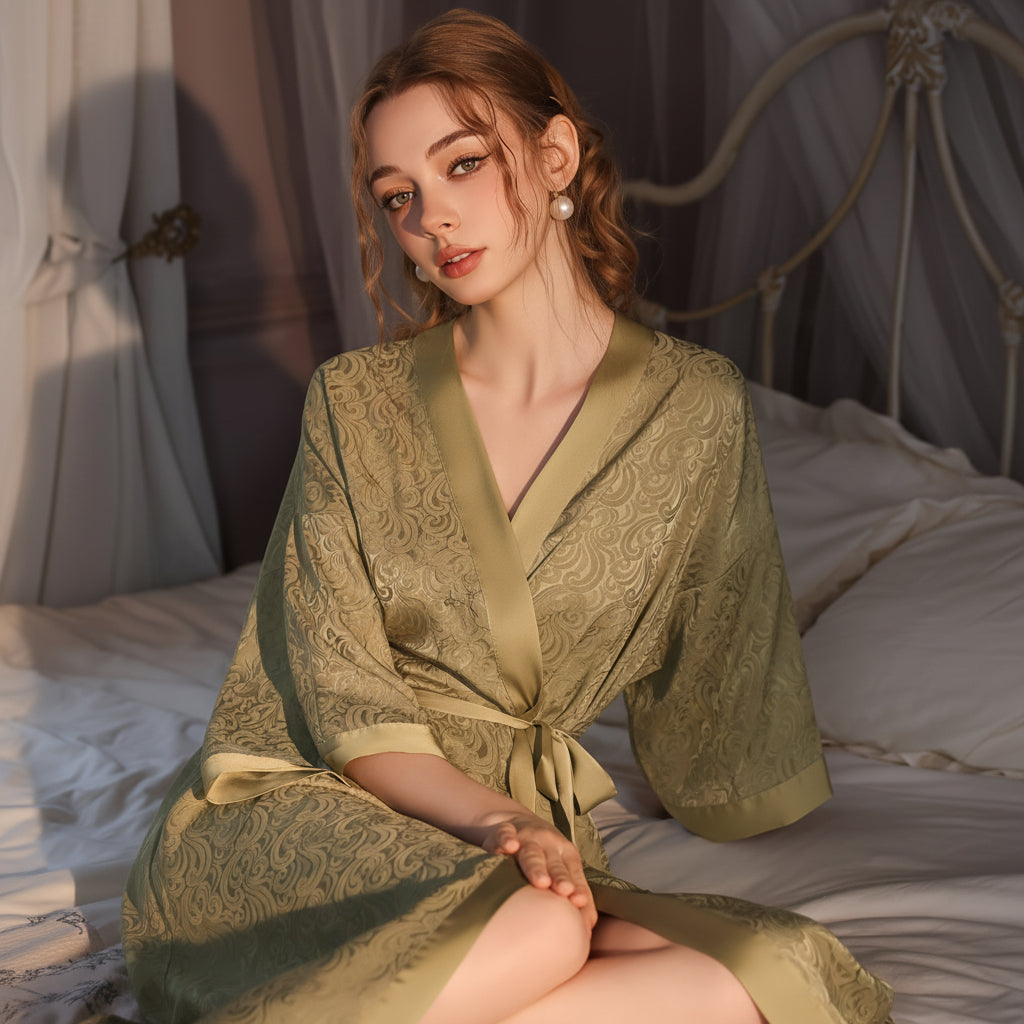 MOONLIT DREAM - Elegant Satin Nightwear for Women Long Outer Robe