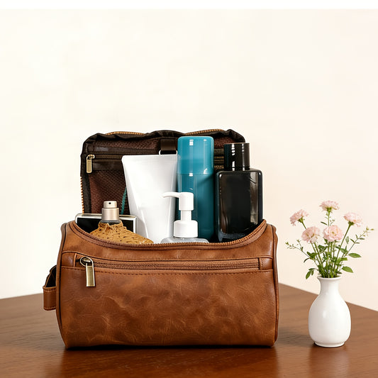 URBANCRAFT - Vintage Leather Men’s Business Bag & Travel Cosmetics Organizer
