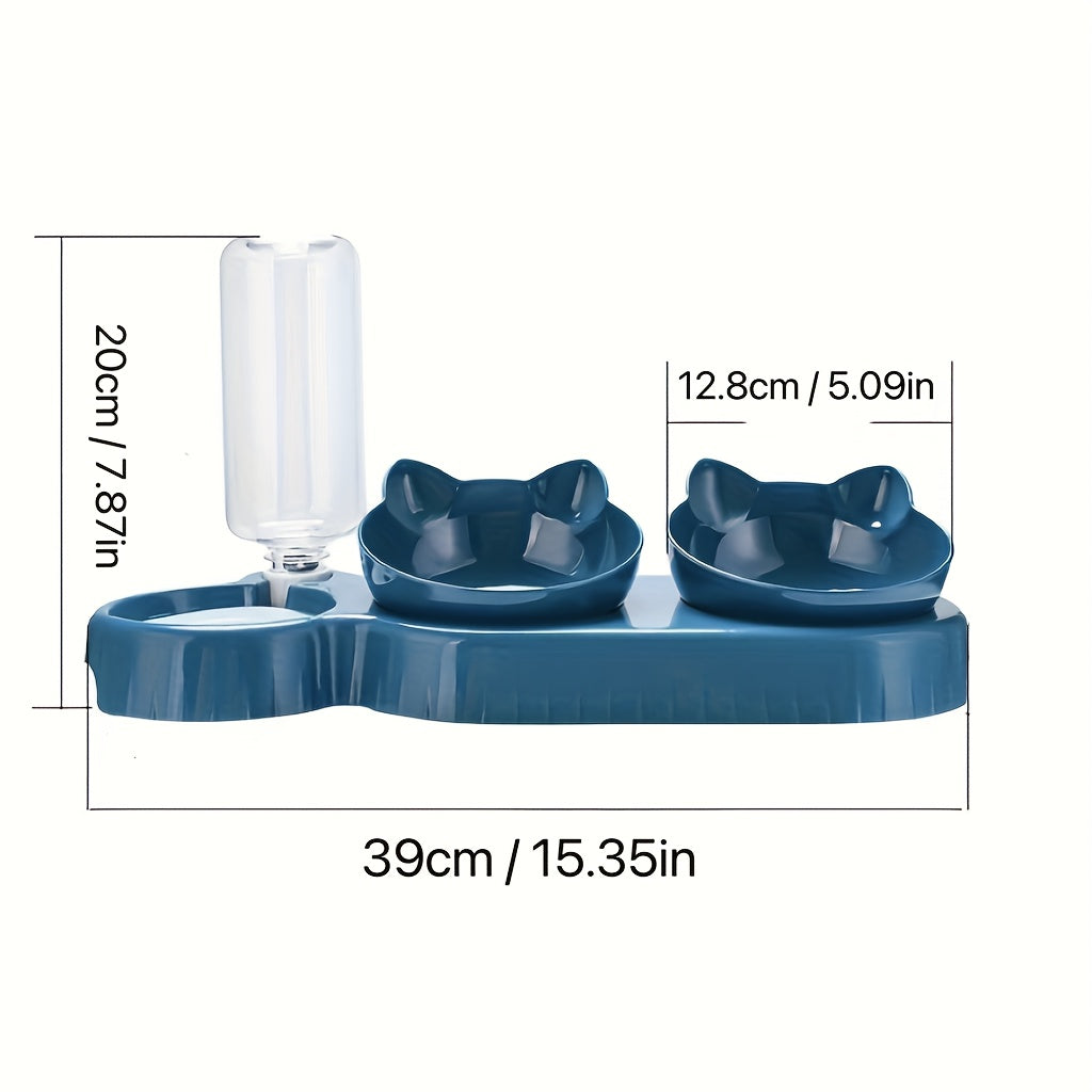 CATNIBBLE - Tilted Bowls with Gravity Water System and Protective Neck Design