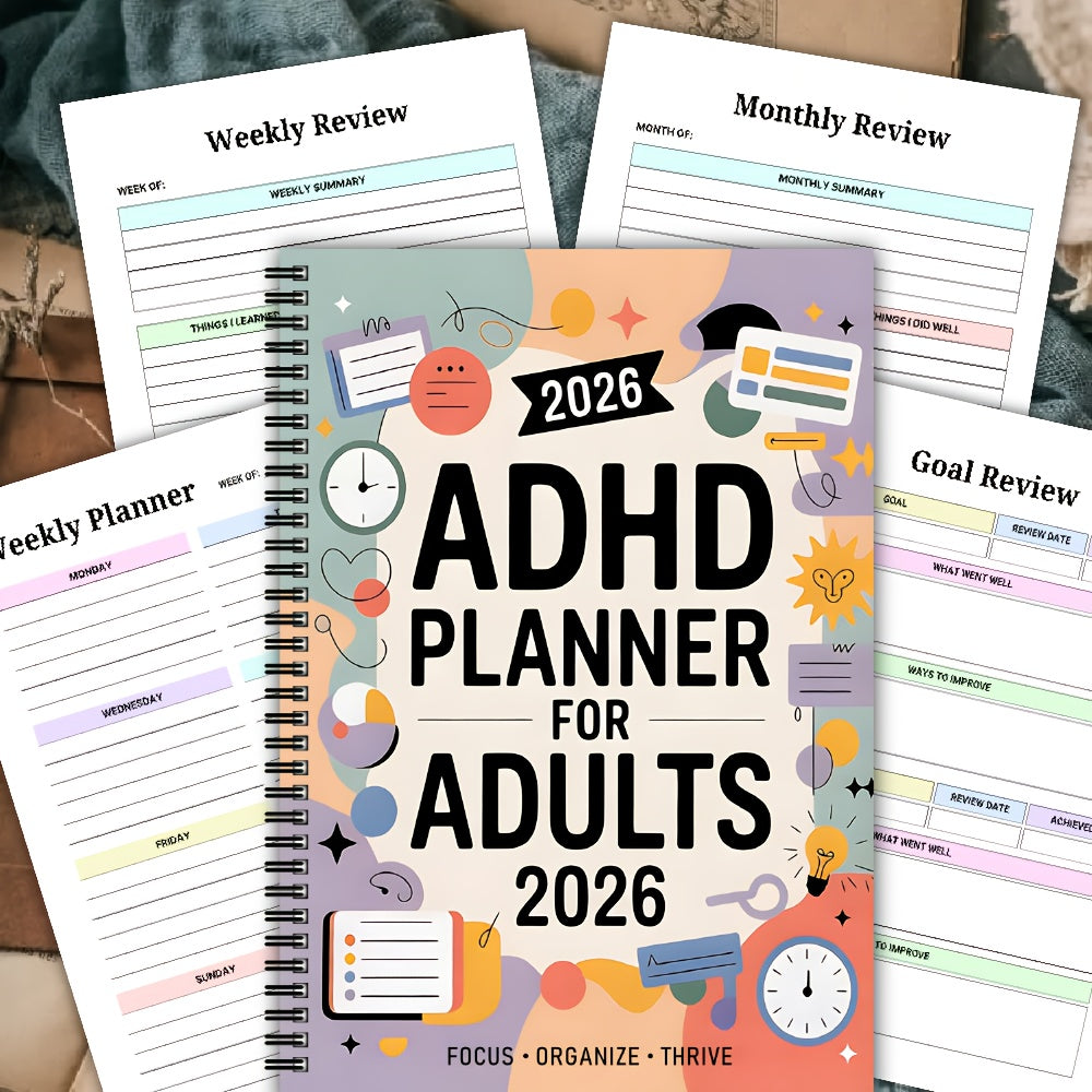 FOCUSVAULT – 2026 Exclusive ADHD Adult Planner Structured Daily & Weekly Productivity Journal