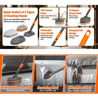 HYGIENIX - Detachable Bathroom Brush with Dual Bristles, Ideal for Floor & Tile Cleaning