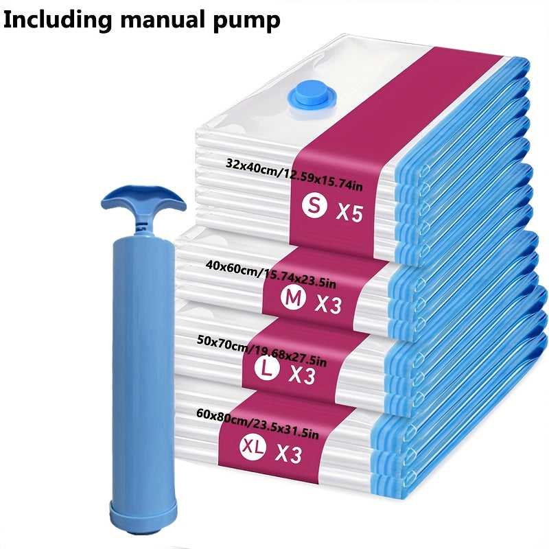 VACUFLOW - Hand-Pumped Vacuum Storage Bags 14pcs Set for Clothes & Home Storage
