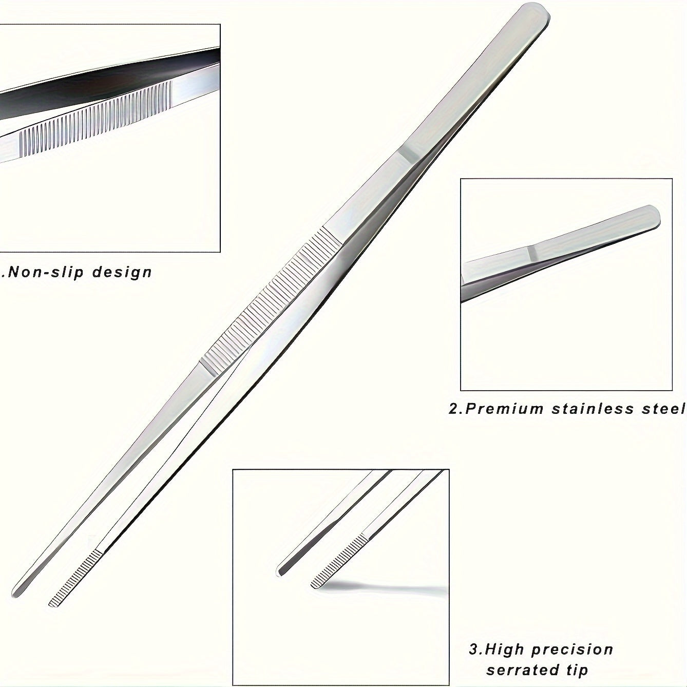 PRECITONG – 25cm Stainless Steel Tongs for Precise Grilling Control