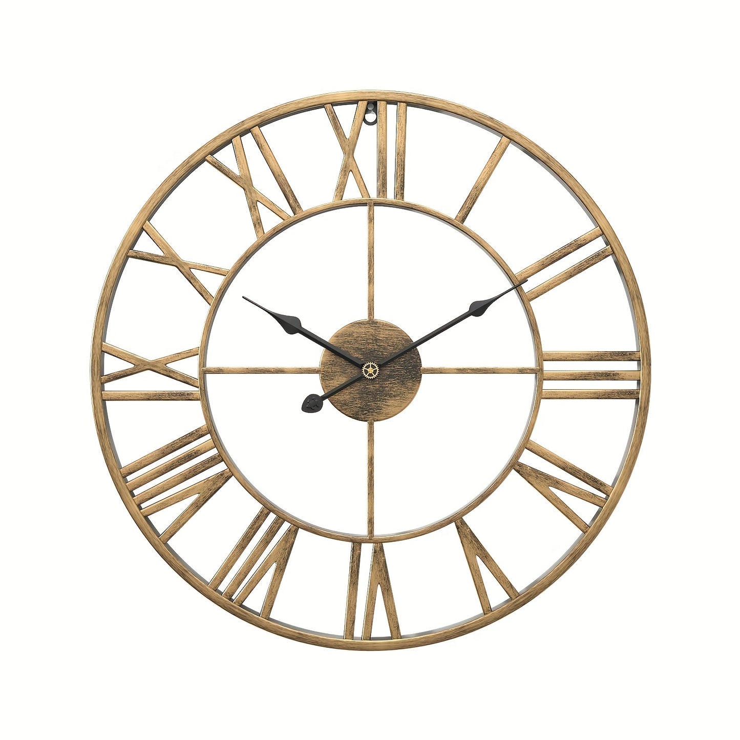 SERENETIME - Vintage Round Silent Wall Clock Metal Frame for Bedroom