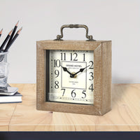 CABINCO - Rustic Wooden Shelf Clock with Glass Cover for Home Decor
