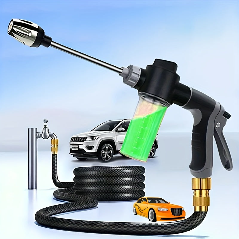 AQUABLAST - High-Pressure Garden Water Gun with Foam Cannon and Long Handle Sprayer