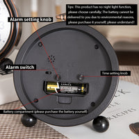 ELEGANTIME - European Vintage Metal Bedside Alarm Clock Silent Analog Large Display
