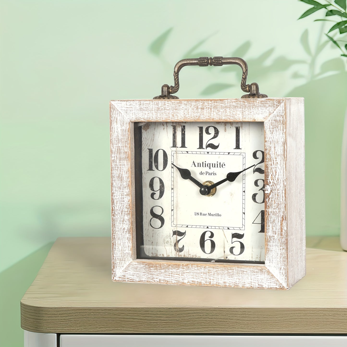 CABINCO - Rustic Wooden Shelf Clock with Glass Cover for Home Decor