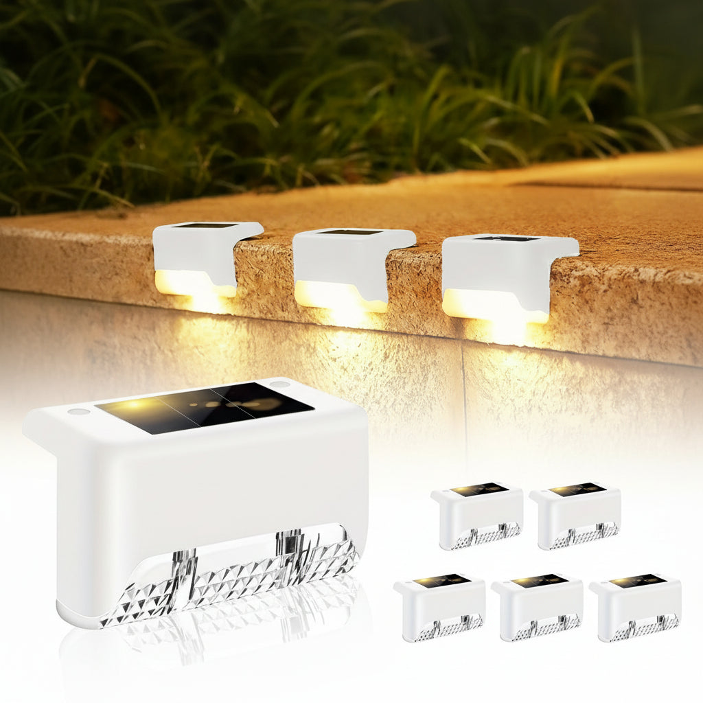 GLIMVISTA - 8pcs Solar Fence & Path Lights Waterproof Garden LEDs