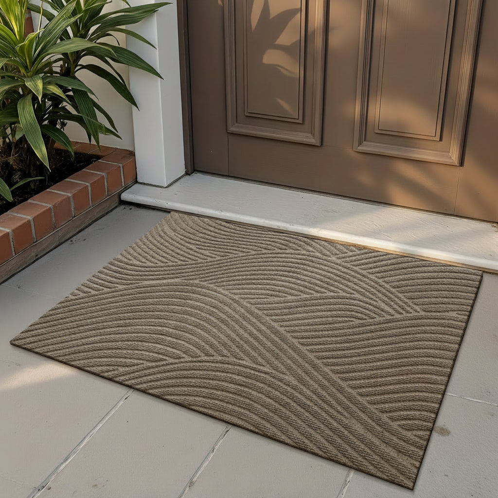 HOMEHORIZON - Geometric Striped Doormat Non-Slip Entrance Rug