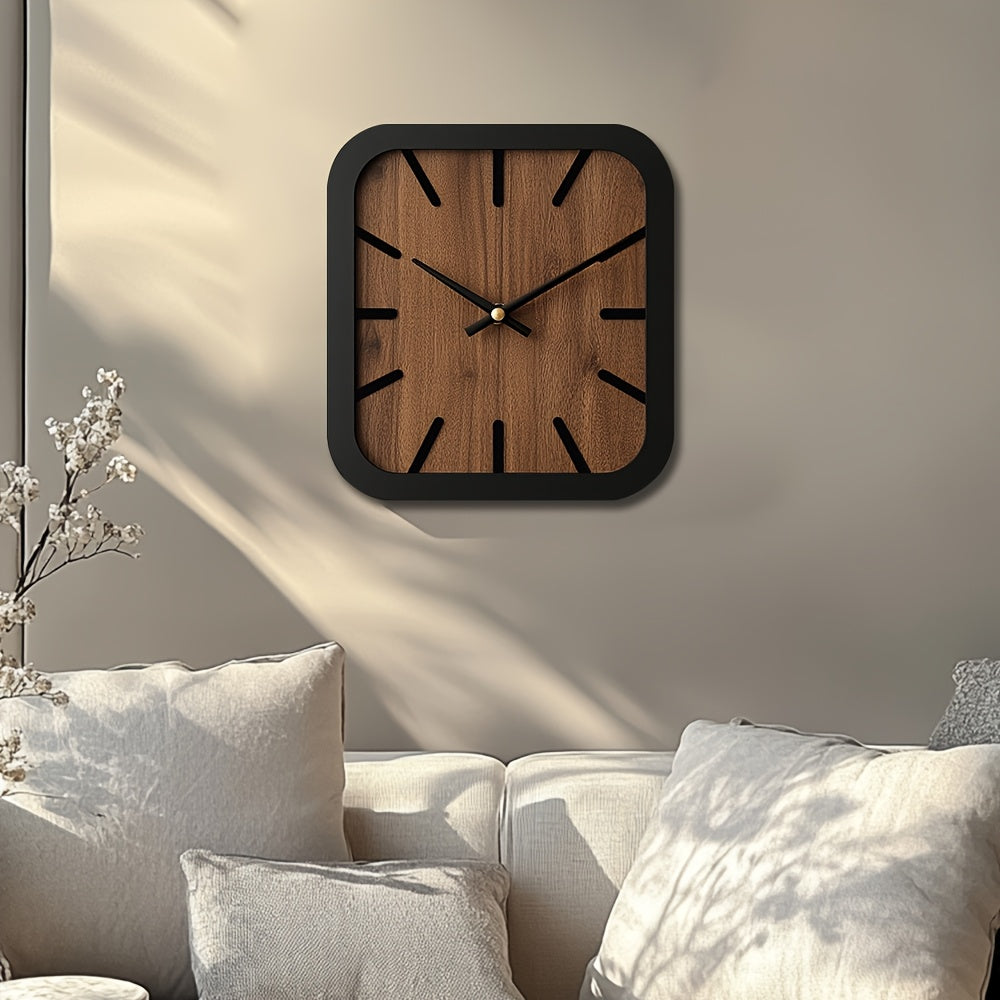 NATURCLOCK - Handcrafted Wooden Square Clock Battery Operated Decorative Piece