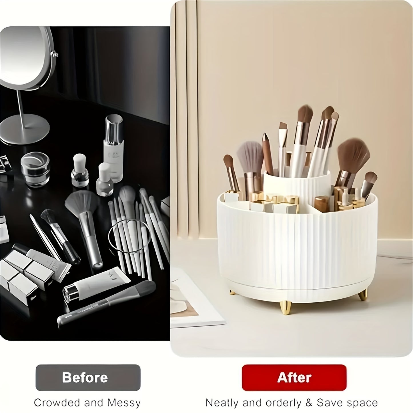 ELEGANZA - Plastic 360° Rotating Makeup Storage with 5 Sections