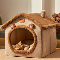 PAWNEST - Warm Enclosed Cat House Plush Bed for Winter Comfort