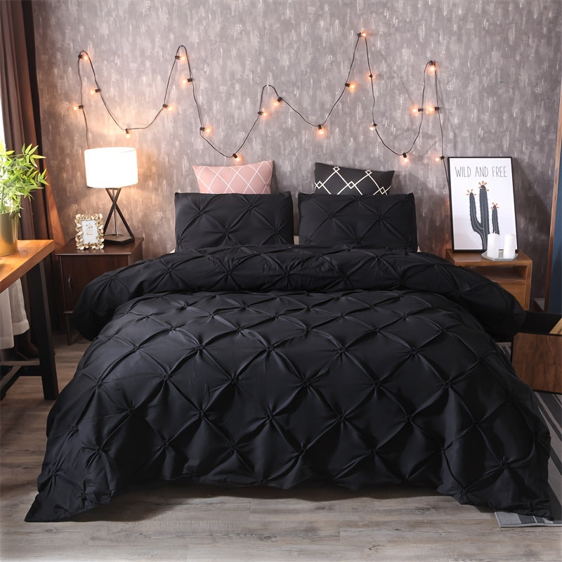 SOFTPLEA – 3pcs Pleated Comfort Duvet Cover Set