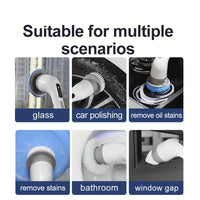 CLEANSWIFT - 9-in-1 Multifunctional Electric Cleaning Brush Set for Home & Car