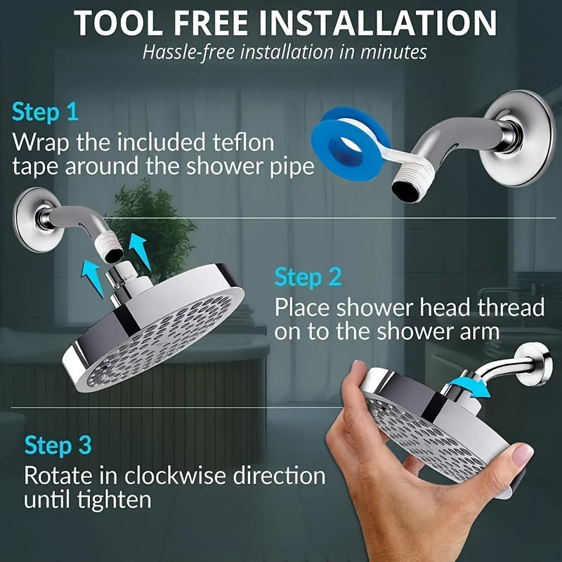 LUXRAIN - Premium Rain Shower Head 1pc, Anti-Clog Nozzles & Adjustable Angles for Ultimate Shower Comfort