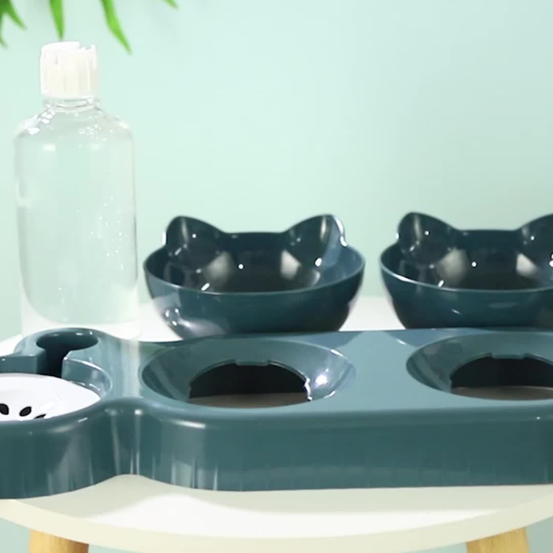 CATNIBBLE - Tilted Bowls with Gravity Water System and Protective Neck Design