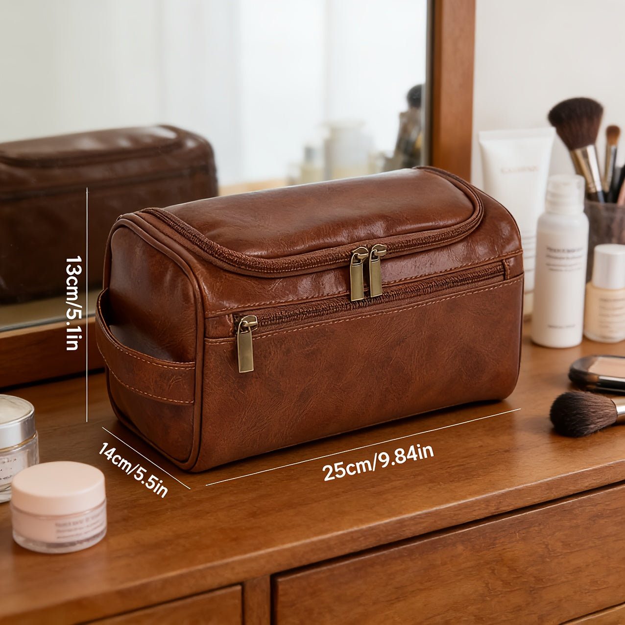 URBANCRAFT - Vintage Leather Men’s Business Bag & Travel Cosmetics Organizer