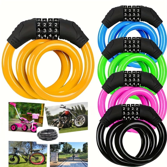 BIKEGUARD - Steel Security Cable Lock with 4-Digit Code for Electric & Road Bikes