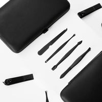 GROOMIX - 15pcs Classic Black Nail Care Set for Hands, Feet & Face Stainless Steel Tools