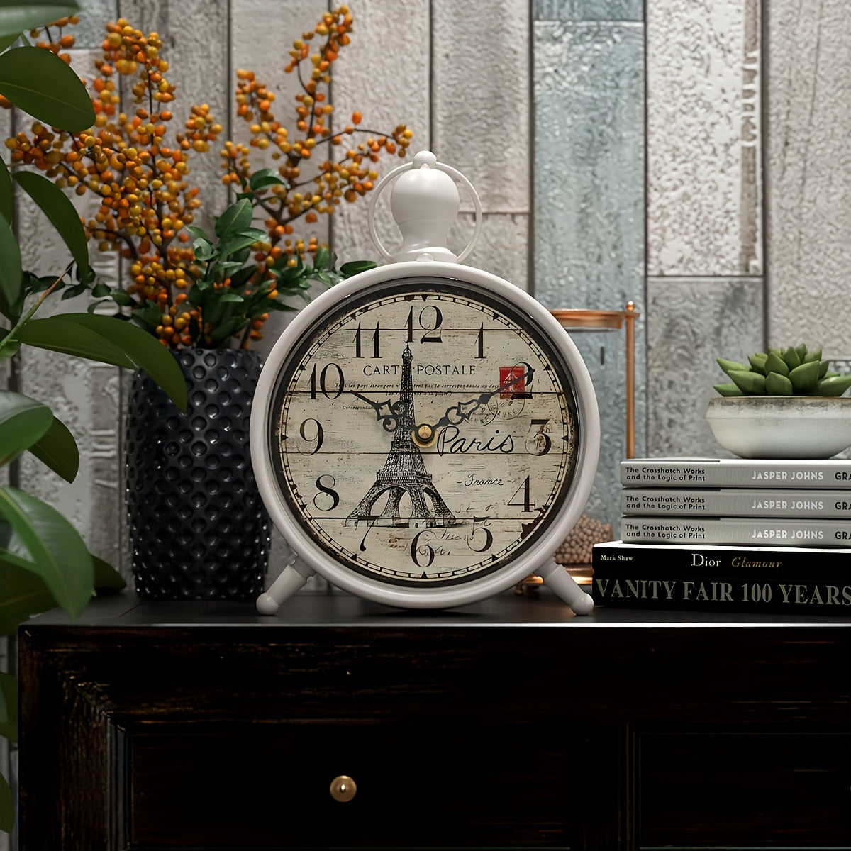 CHATEAUCHIME - Elegant Eiffel Tower Desk Clock, Non-Ticking
