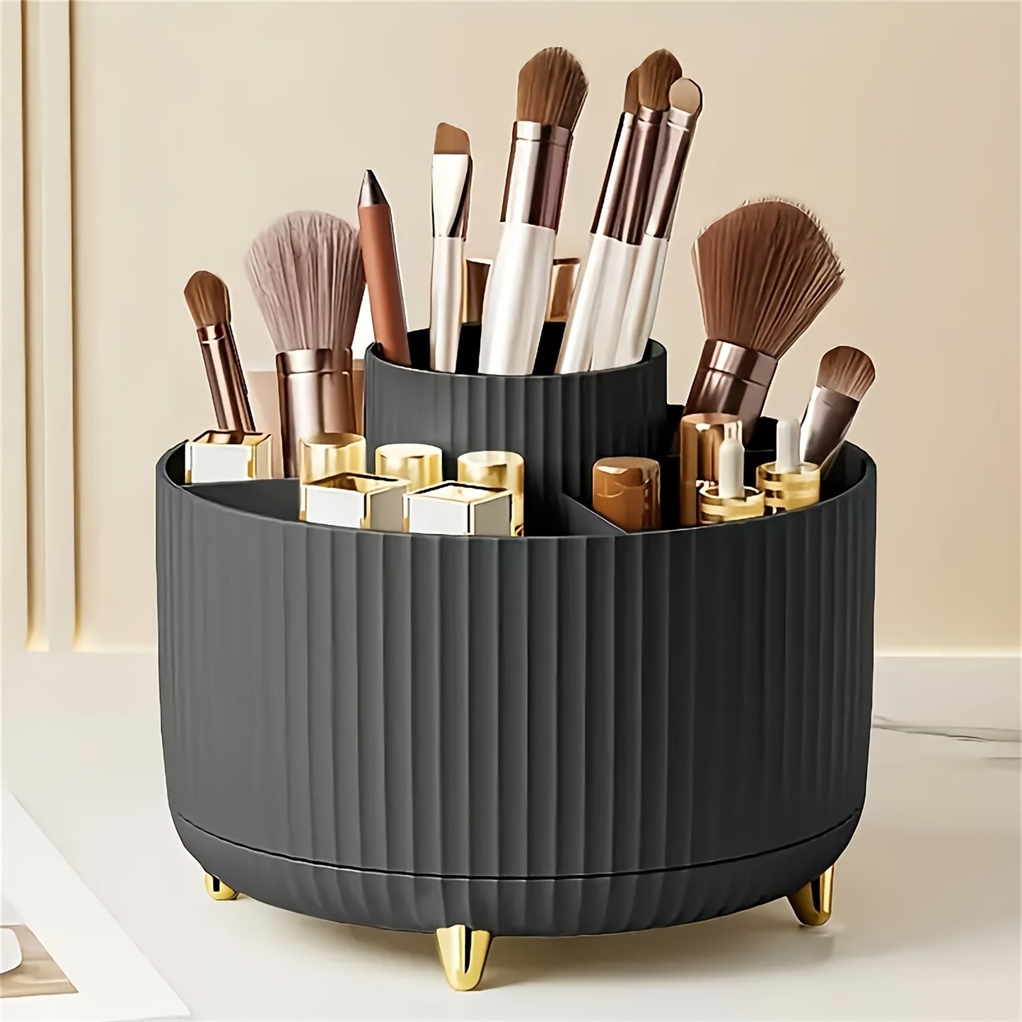 ELEGANZA - Plastic 360° Rotating Makeup Storage with 5 Sections