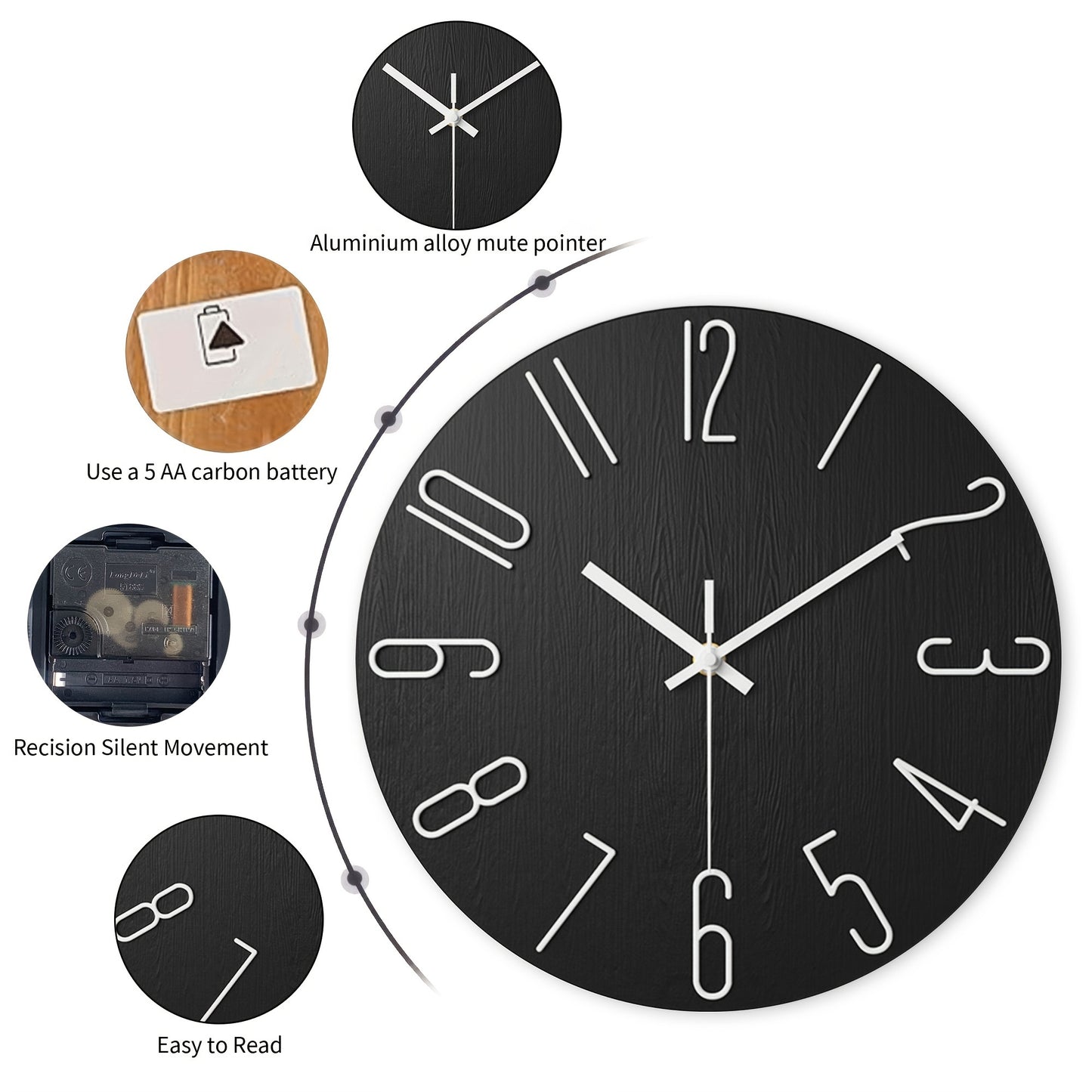 OAKTIDE - Contemporary wall clock designed for quiet and modern everyday interiors