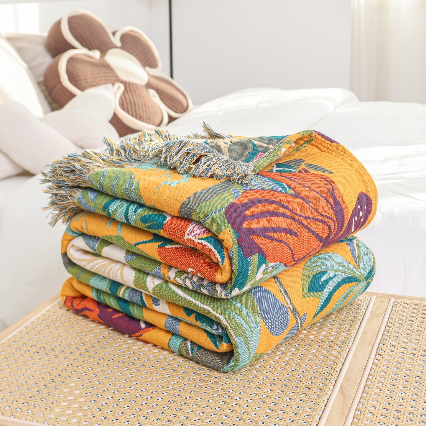 PUREBLOOM – Breathable Cotton Jacquard Summer Blanket for Cool Sleep Comfort