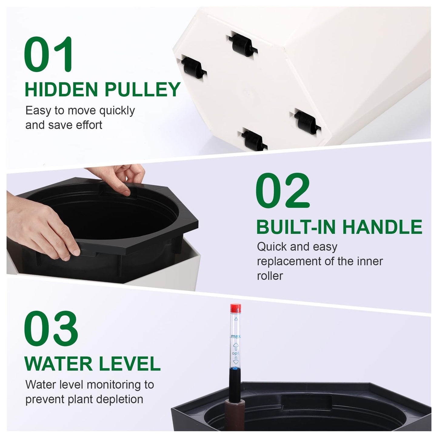 AQUADIAMOND – Self-Watering Planter Set with Wheels